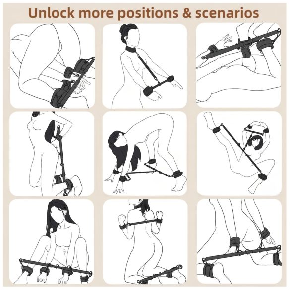 Lonely - Adjustable Spreader Bar and Cuffs (Black)