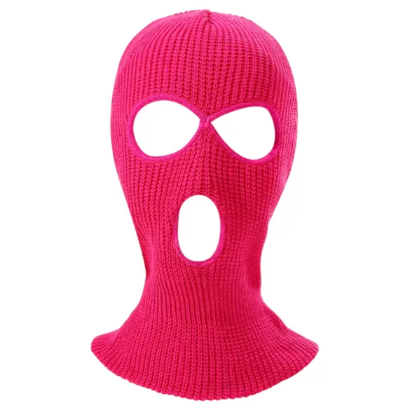 Balaclava - knitted hood with 3 openings (dark pink)