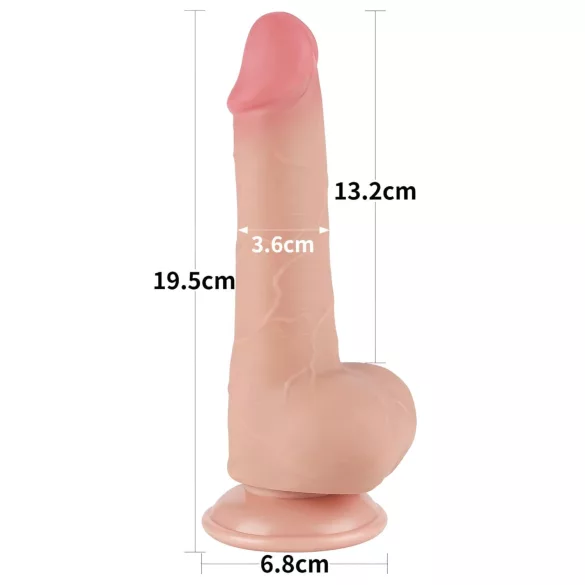 Lovetoy Sliding-Skin - Suction Cup Dual-Layer Dildo - 7.7" (Natural)