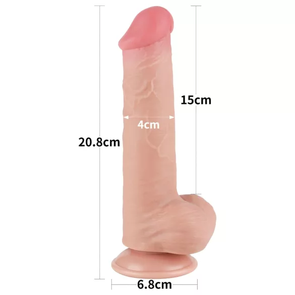 Lovetoy Sliding-Skin - Dual-Layer Dildo with Balls - 20.8cm (Natural)