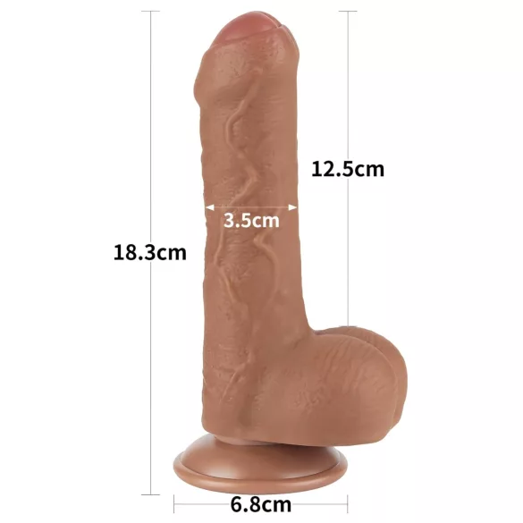 Lovetoy Sliding-Skin - Twin-Layer Dildo with Balls - 7.2" (Natural)