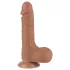 Lovetoy Sliding-Skin - Dual-Layer Dildo with Balls - 19.5cm (Dark Natural)