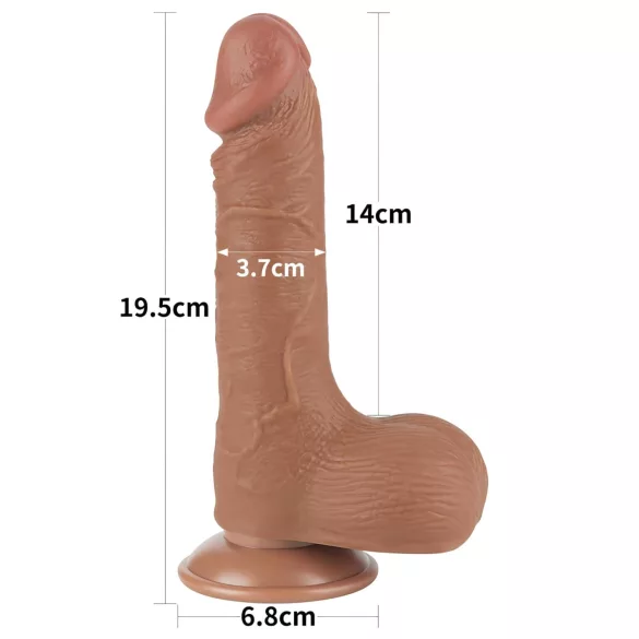 Lovetoy Sliding-Skin - Dual-Layer Dildo with Balls - 19.5cm (Dark Natural)