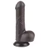 Lovetoy Sliding-Skin - Dual-Layer Dildo with Balls - 18.3cm (Brown)