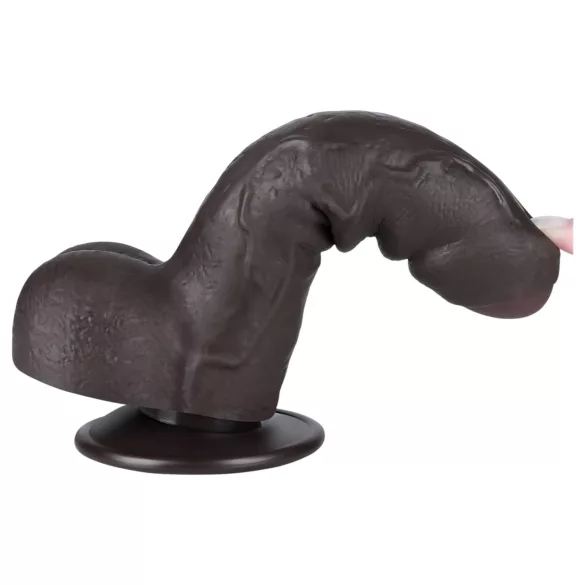 Lovetoy Sliding-Skin - Dual-Layer Dildo with Balls - 18.3cm (Brown)