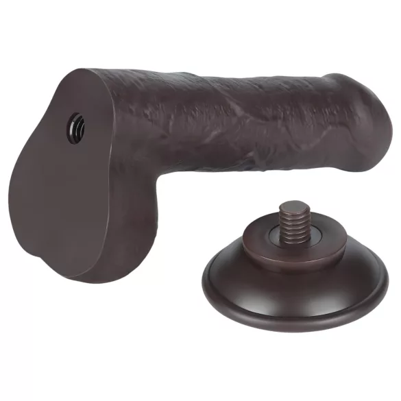 Lovetoy Sliding-Skin - Dual-Layer Dildo with Balls - 18.3cm (Brown)