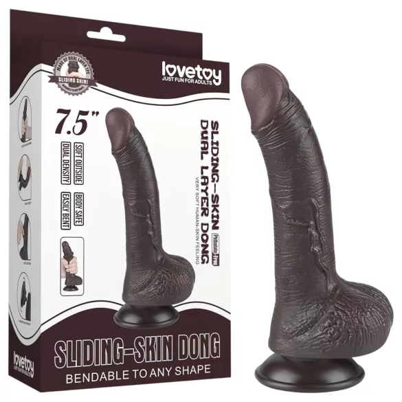 Lovetoy Dual-Layer Suction Cup Dildo - 19.5cm (Brown)