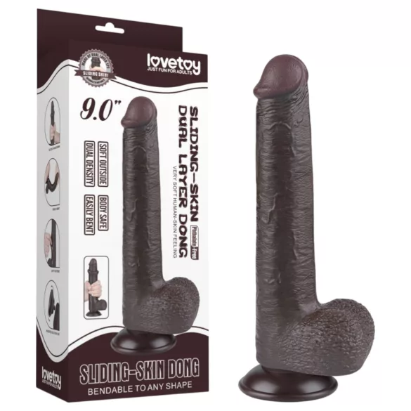 Lovetoy Sliding-Skin - Suction Cup Double-Layer Dildo - 20.8cm (Brown)