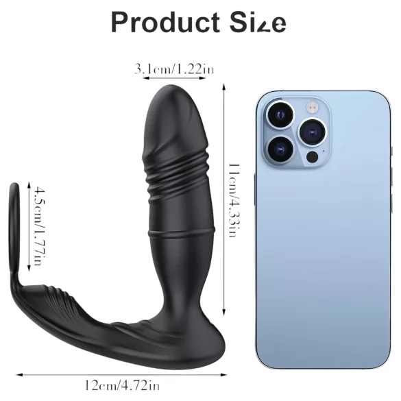 AlvUp - App-controlled thrusting vibrating penis ring for men (black)