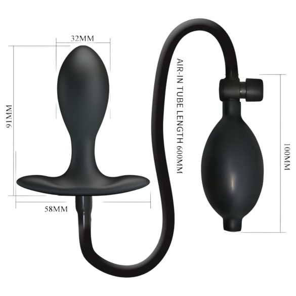 Pretty Love - Inflatable Anal Expander with Internal Ball (Black)