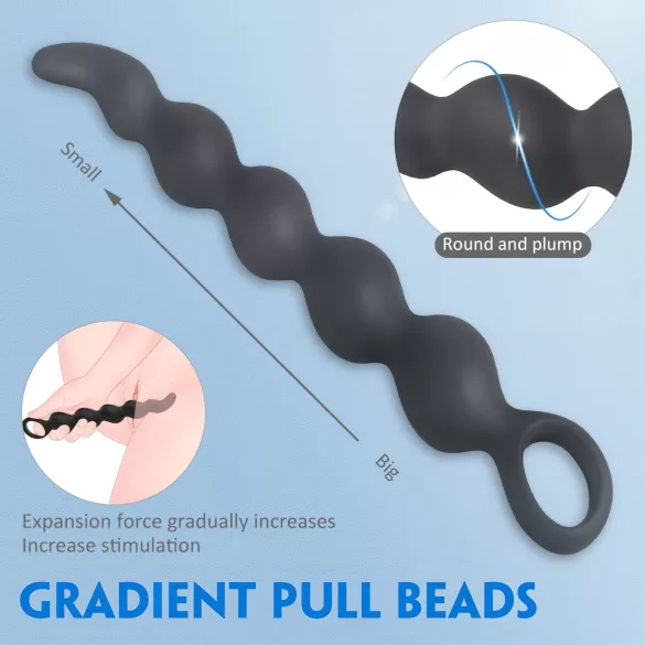 Sex HD Steven - beaded anal dildo (black)