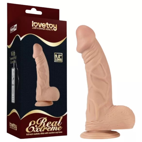 Lovetoy Real Extreme - suction cup dildo - 23 cm (flesh‑coloured)