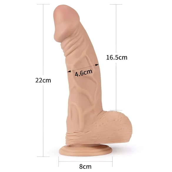 Lovetoy Real Extreme - suction cup dildo - 23 cm (flesh‑coloured)