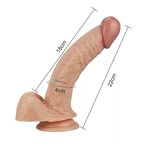 Lovetoy Real Extreme - suction cup, testicle G-spot dildo - 21cm (natural)