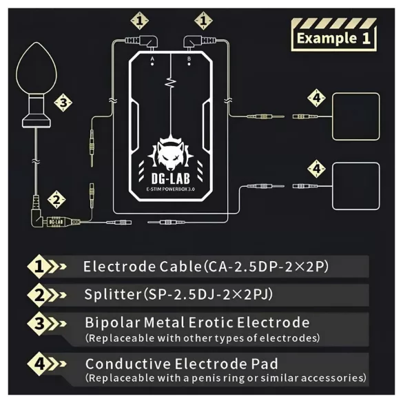 DG-LAB - electrode splitter from 2.5 mm socket to 2 mm (black)