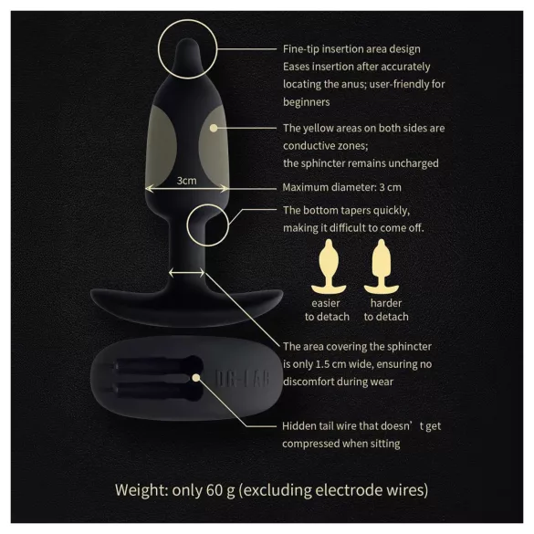 DG-LAB - bipolar conductive silicone anal plug electrode (black)