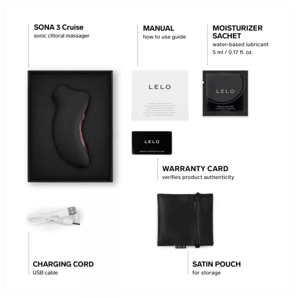 LELO Sona 3 Cruise - Sonic Wave Clitoral Stimulator (Black)