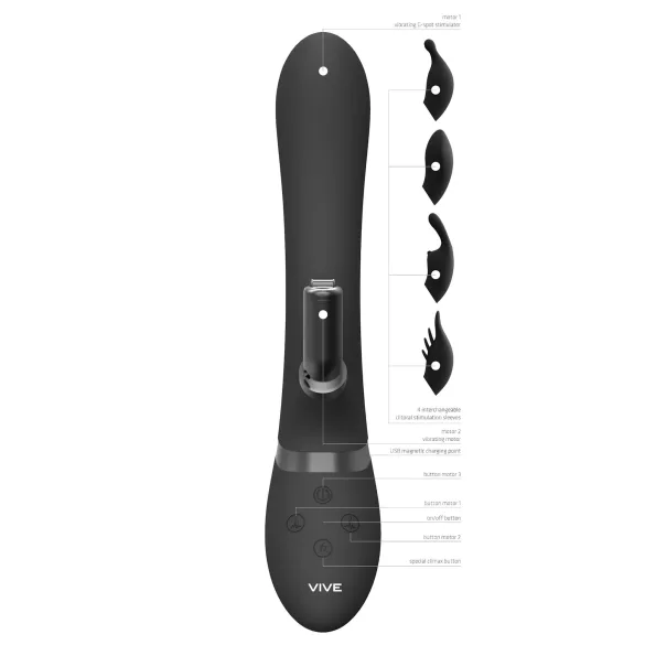 Vive Chou - 4-in-1 Clitoral Vibrator with Flexible Arm (Black)