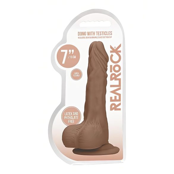 RealRock 7" Lifelike Dildo with Balls - Dark Natural