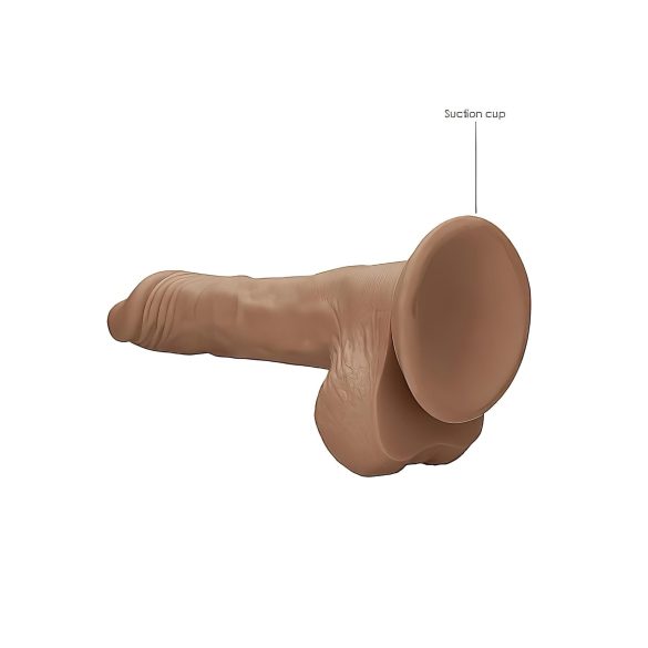 RealRock Dong 10" - Lifelike Dildo with Balls (10") - Dark Natural