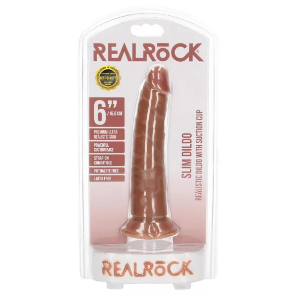 RealRock Slim - 15.5cm Realistic Dildo (Dark Natural)