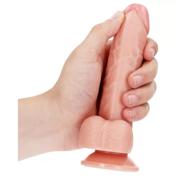 RealRock - suction cup dildo with balls - 15.5 cm (flesh-coloured)