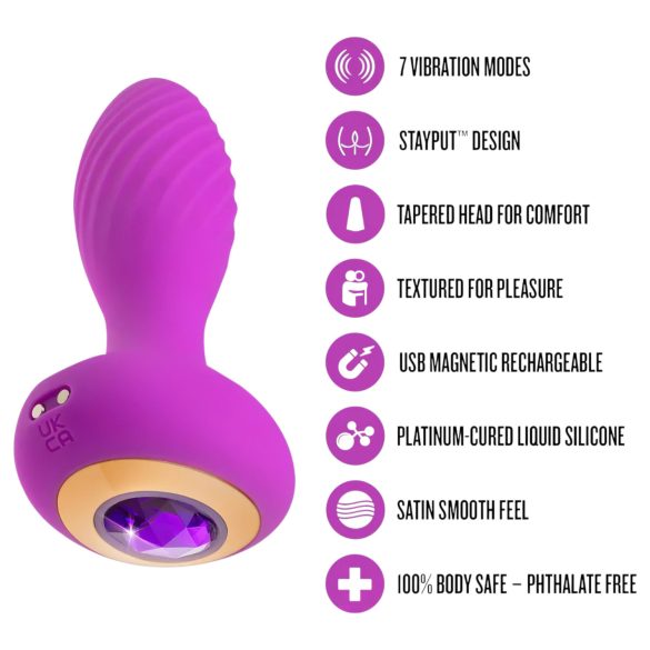 Oh My Gem – Vibrating Anal Plug with Gem (Purple)