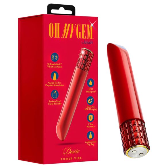 Oh My Gem - Rechargeable Lipstick Vibrator (Red)