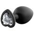 Temptasia M - silver-stoned heart-shaped anal plug (black) - medium