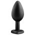 Temptasia M - silver-stoned heart-shaped anal plug (black) - medium