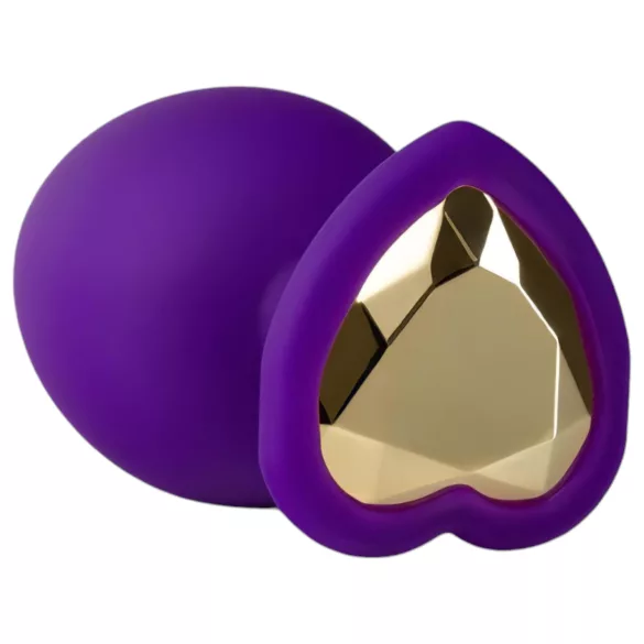 Temptasia M - Golden Heart Gem Anal Dildo (Purple) - Medium