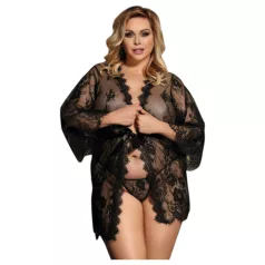 Subblime Queen Plus - black lace robe set (XL-2XL)