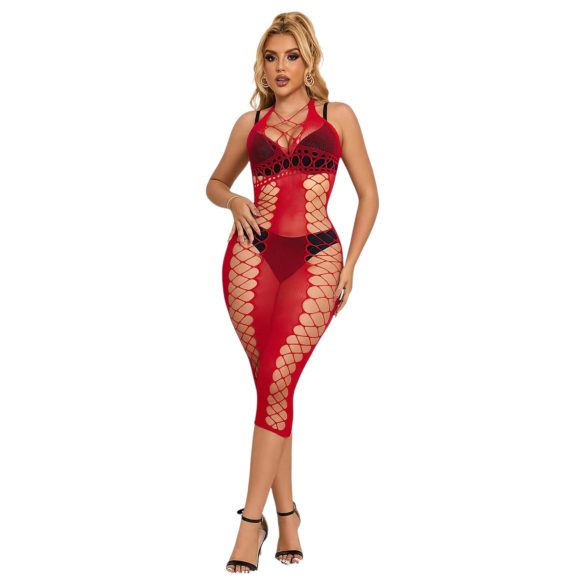 Subblime 952327 - Cross-Strap Mesh Dress - Red - Sizes S-L