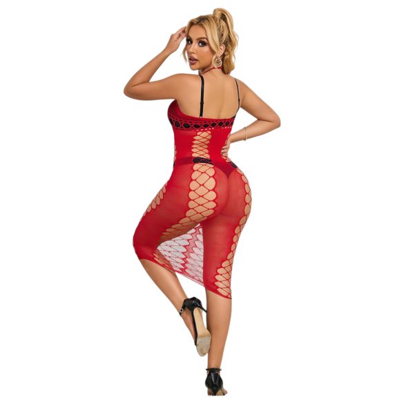 Subblime 952327 - Cross-Strap Mesh Dress - Red - Sizes S-L