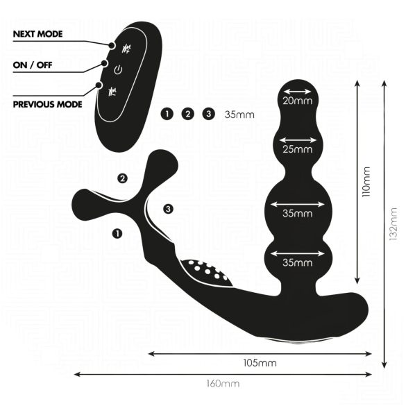 Addicted Toys - Rotating Head Anal Vibrator with Cock Ring (Black)