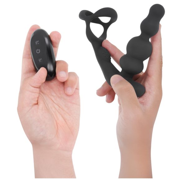 Addicted Toys - Rotating Head Anal Vibrator with Cock Ring (Black)