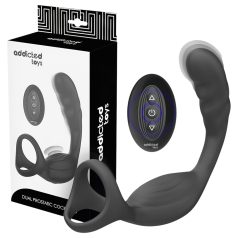   Addicted Toys - Black Anal Vibrator with Penis and Testicle Ring