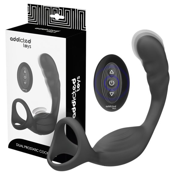 Addicted Toys - Black Anal Vibrator with Penis and Testicle Ring