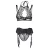 Adalet Evelyn - 3‑piece lace lingerie set (black)