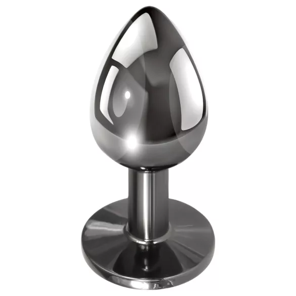 Evolved Black Gem - Metal Anal Plug Set with Black Gem (Silver)