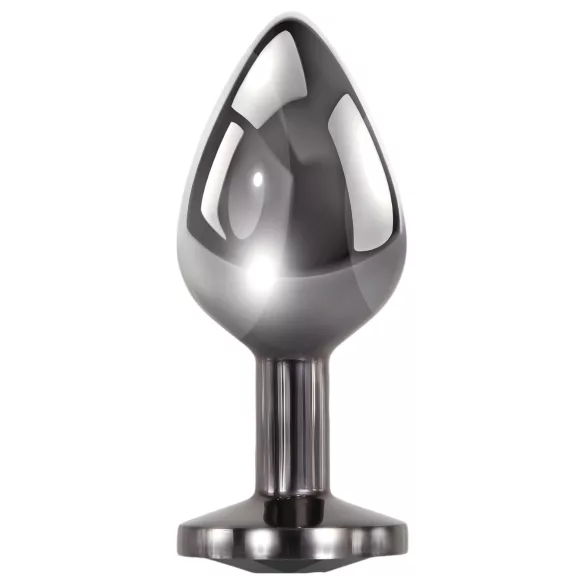 Evolved Black Gem - Metal Anal Plug Set with Black Gem (Silver)