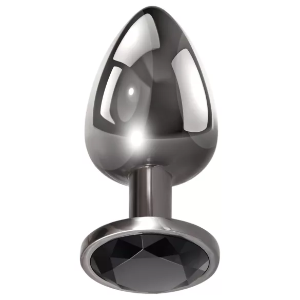 Evolved Black Gem - Metal Anal Plug Set with Black Gem (Silver)