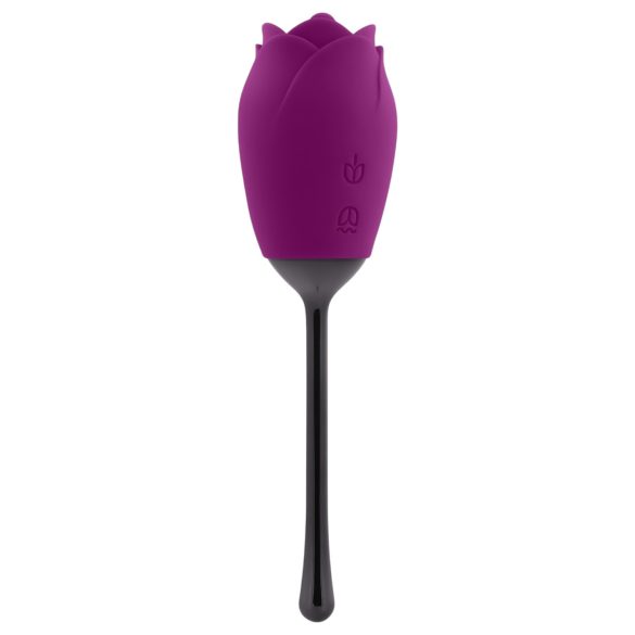 Playboy - Waterproof Rechargeable Rose Vibrator with Tongue (Purple)