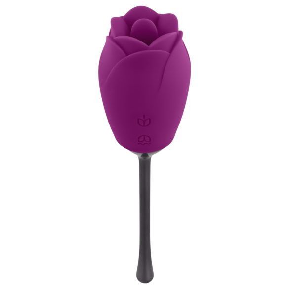 Playboy - Waterproof Rechargeable Rose Vibrator with Tongue (Purple)
