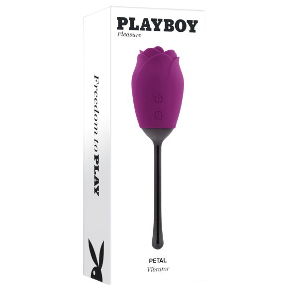 Playboy - Waterproof Rechargeable Rose Vibrator with Tongue (Purple)