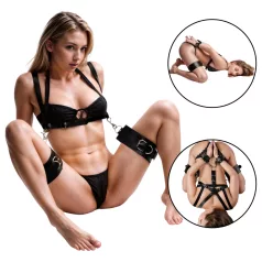 XR Brands - Thigh Harness with Wrist Straps (Black)