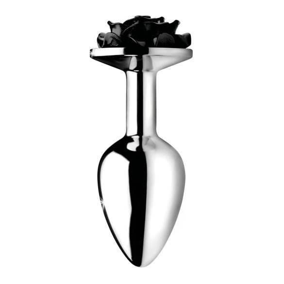 Black Rose Booty Sparks - Aluminum Anal Plug (Silver-Black)