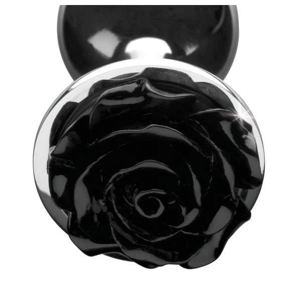 Black Rose Booty Sparks - Aluminum Anal Plug (Silver-Black)