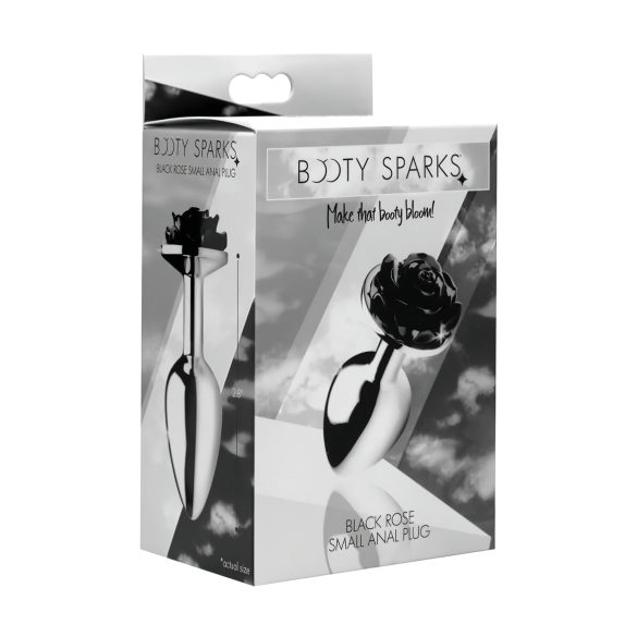 Black Rose Booty Sparks - Aluminum Anal Plug (Silver-Black)