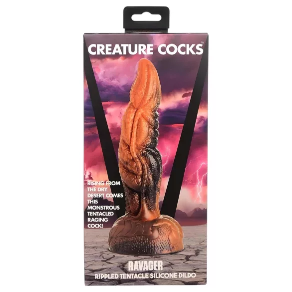 Creature Cocks Ravager - Textured Silicone Dildo - 8" (Orange)